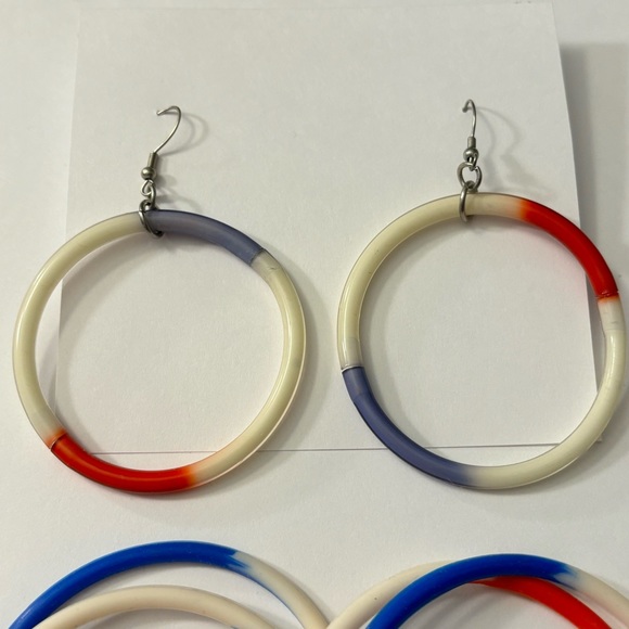 TARGET Red/White/Blue 4th Of July Silicone Hoop Earrings & Matching Bracelets - Picture 2 of 3